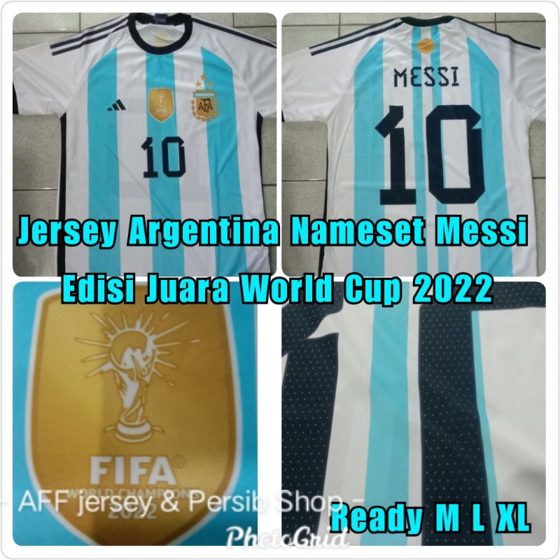 Jersey Full Printing Argentina Home Nameset Messi Champions World Cup 2022