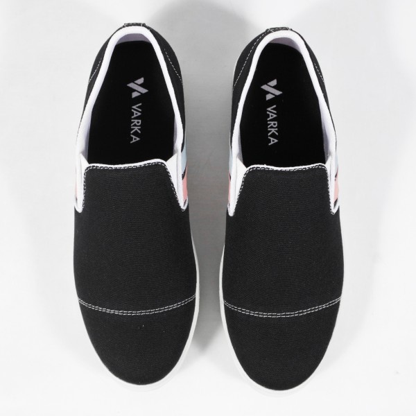 Sepatu Slip On Wanita Trendy V 1811 Brand Varka Sepatu Kets Wanita Kuliah Kerja Hangout - Hitam