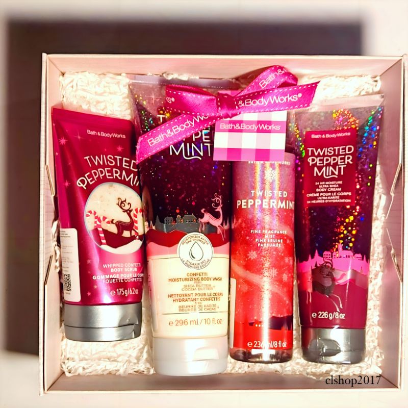 BATH &amp; BODY WORKS BBW TWISTED PEPPERMINT PAKET GIFTSET HAMPERS FOR VALENTINE MOTHERS DAY CHINESE LUNAR NEW YEARS EVE EID MUBARAK LEBARAN IDUL FITRI 2IN1 3IN1 4IN1 5IN1 6IN1 7IN1