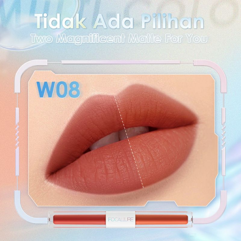 Focallure Waterproof 2in1 Liquid Lipstik Matte Dual Stick Tahan Lama