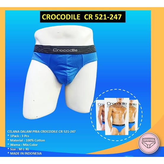 1 Box isi 3 Pcs Celana Dalam Crocodile 521 247 - CD Pria - Karet Boxer