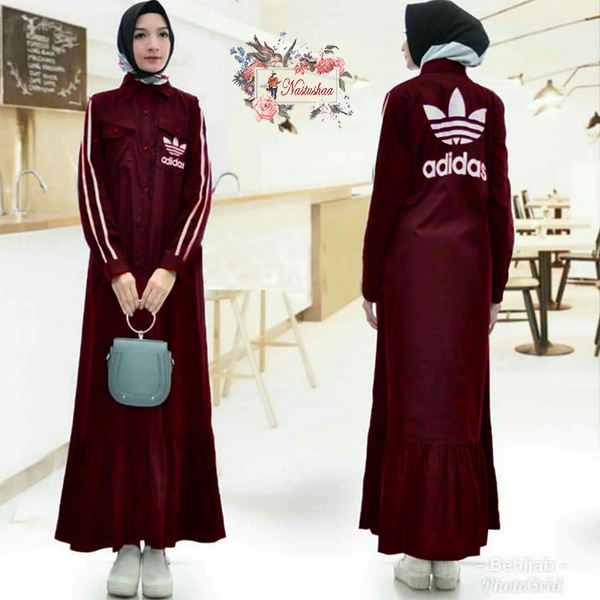 Gamis terbaru modern lebaran Gamis Katun Wanita Model Rempel Bawah Gamis Long Dress Cewek Full Kancing Ada Kantong Depan