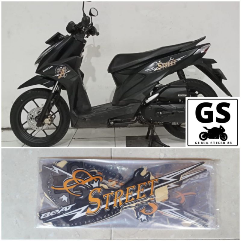 STRIPING STIKER LIS BODY MOTOR HONDA BEAT STREET TAHUN 2020 HITAM DOFF ORISINIL
