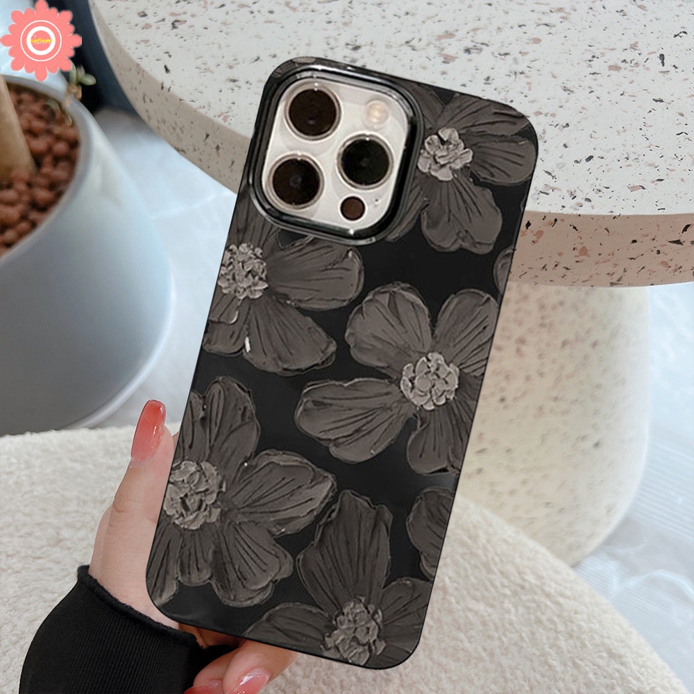 IPHONE Casing Bunga Lukisan Cat Minyak Retro Kompatibel Untuk Iphone11 7plus12 13 14 Pro Max 8Plus XR 78 14 Plus X XS Max SE 2020 Casing Halus Glossy Lembut Tpu Phone Back Cover