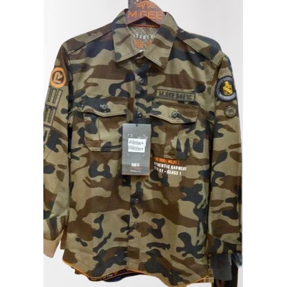 KEMEJA OUTDOOR MGEE NORTH C002 - GREEN - KEMEJA MOTIF ARMY