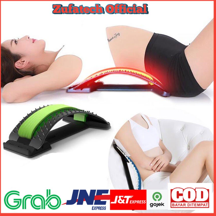 Sandaran Lumbar Spinal Stretching Support Terapi Sakit Pinggang Waist Relax Mate - Black/Green