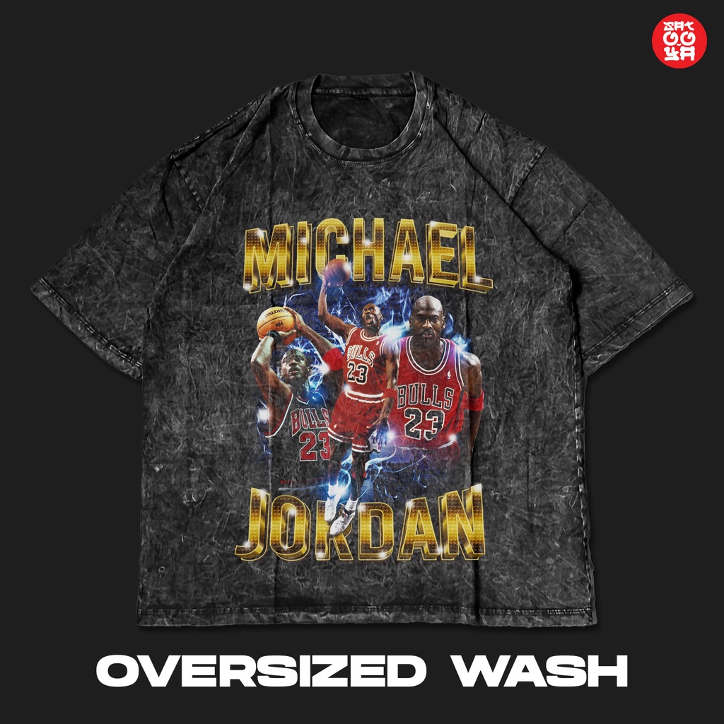 Vintage Oversize Wash Basket Ball Michael Jordan Slam Dunk | Stone Wash | Kaos Oversize | MJ