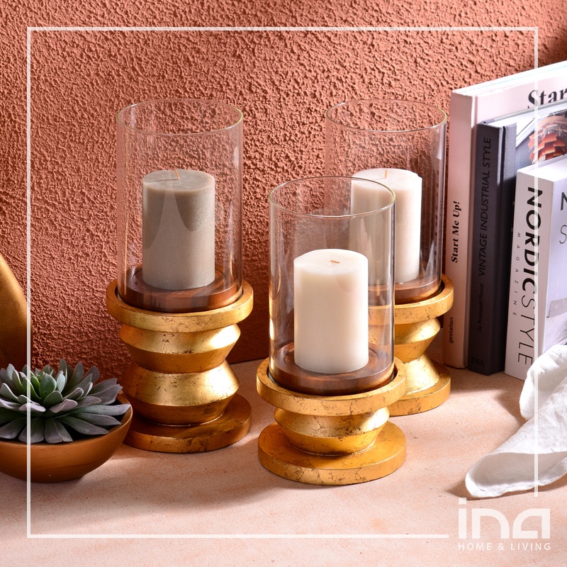 INAH&amp;L - Tempat Lilin Emas Gold Candle Holder Small (Isi 1)