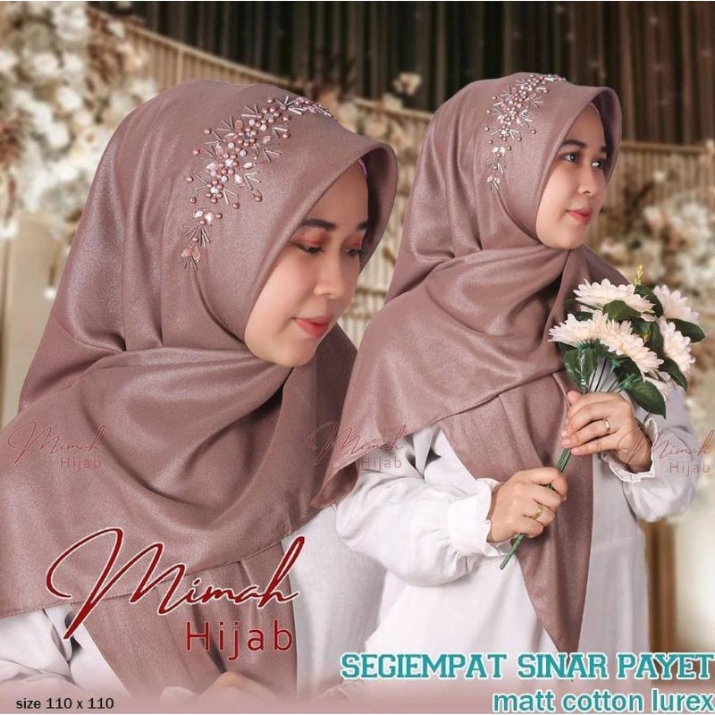 [Grosir/5Pcs]Hijab Segiempat Sinar Payet Bando Mimah