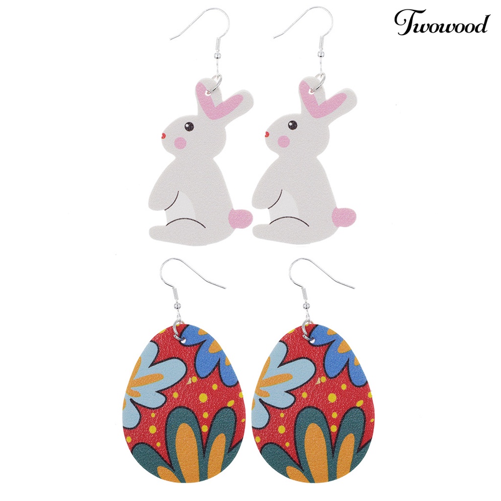 Twowood Menjuntai Anting Nyaman Indah Elegan Paskah Kelinci Earing Untuk Hajatan