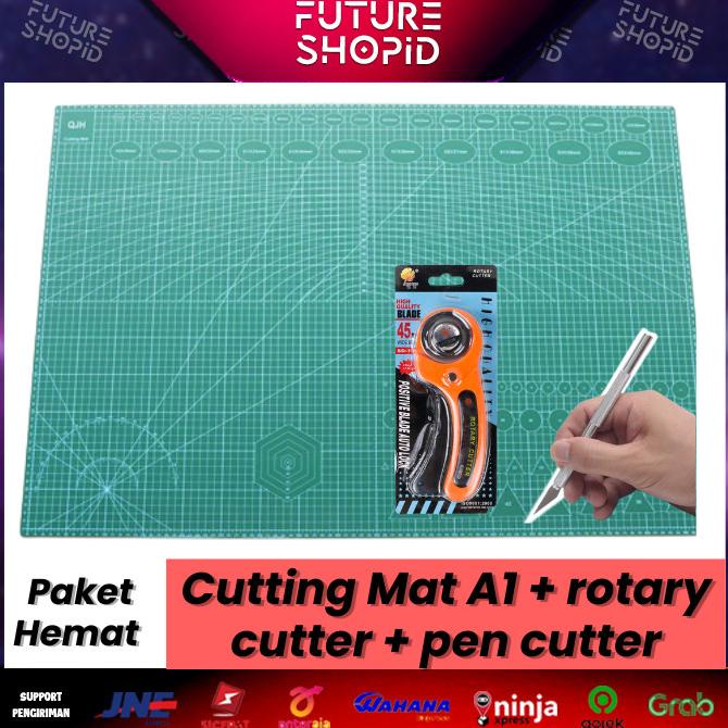 

Terlaris Paket Cutting Mat A1 + Rotary Cutter 45mm + Pen Cutter Termurah