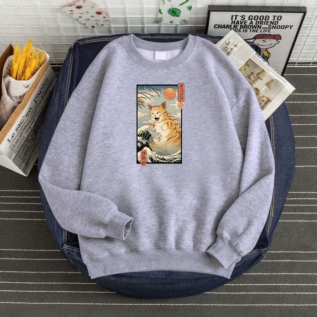 Cat monster Sweatshirt Basic II Sweater Crewneck Print DTF II Sz M - XL Anak &amp; Dewasa ( Pria &amp; Wanita )