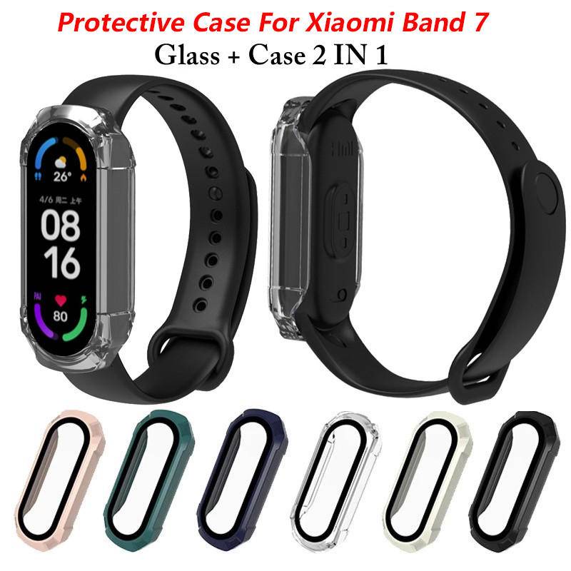 2in1 Case Pelindung Layar Untuk Xiaomi Mi Band 7case +Film Full Coverage Cover Pelindung Untuk Mi band7