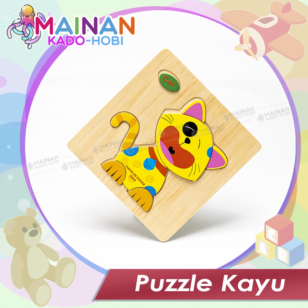 PUZZLE TOYS MAINAN ANAK EDUKASI KARAKTER HEWAN CAT KUCING