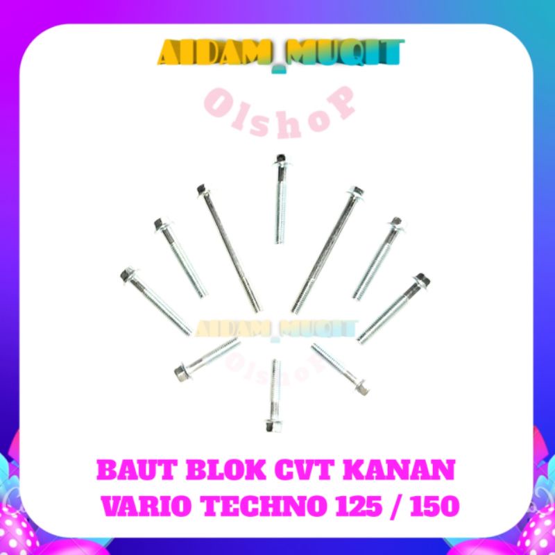 BAUT BLOK CVT VARIO 125 VARIO 150 BAUT BLOK CVT VARIO TECHNO BAUT BLOK MESIN VARIO 125 TECHNO BAUT BLOK MESIN VARIO 150 SATU SET