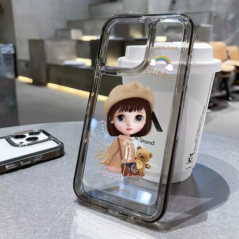 IPHONE Gadis Lucu Lembut Casing Ponsel Transparan Kompatibel Untuk Iphone14 13 12 11 Pro XS Max X XR 7 8 Plus Shockproof Casing TPU Cover