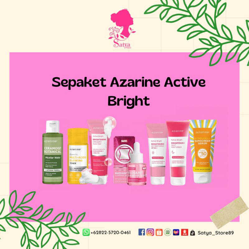 Sepaket Azarine Active Bright Brightening Treatment Series | skincare mencerahkan untuk remaja
