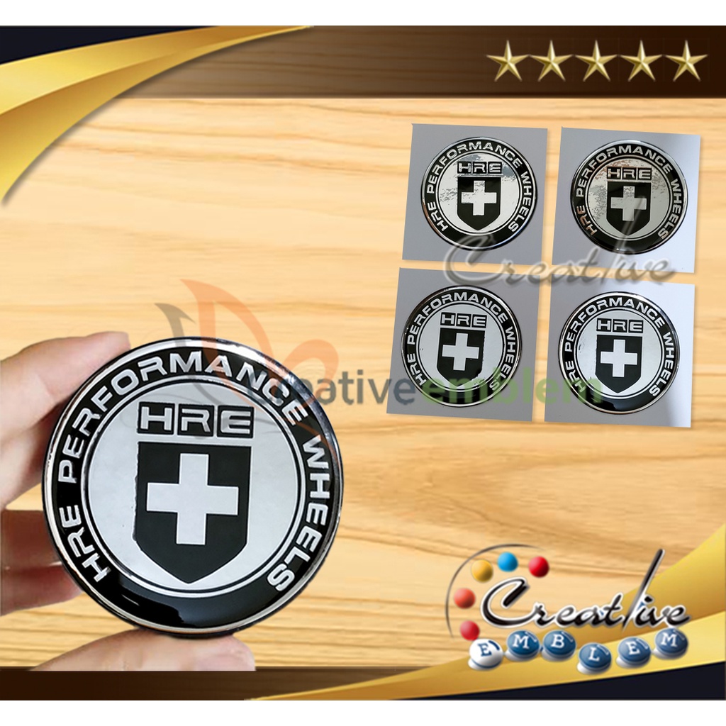 Sticker Timbul Tutup Dop Velg HRE PERFORMANCE WHEEL Black 4 Pcs