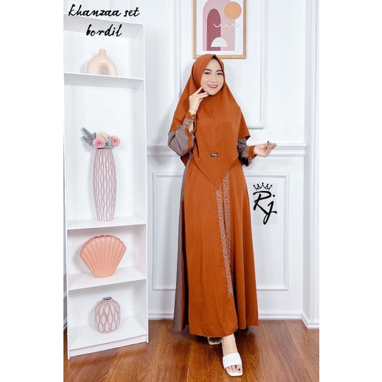 Gamis bordir set Khimar Rianti Adisty Khanzaa RJ M L XL XXL dan GAMIS Nadia Original By Alfaro set syari remaja Itycrepe Premium Set Khimar AL FARO