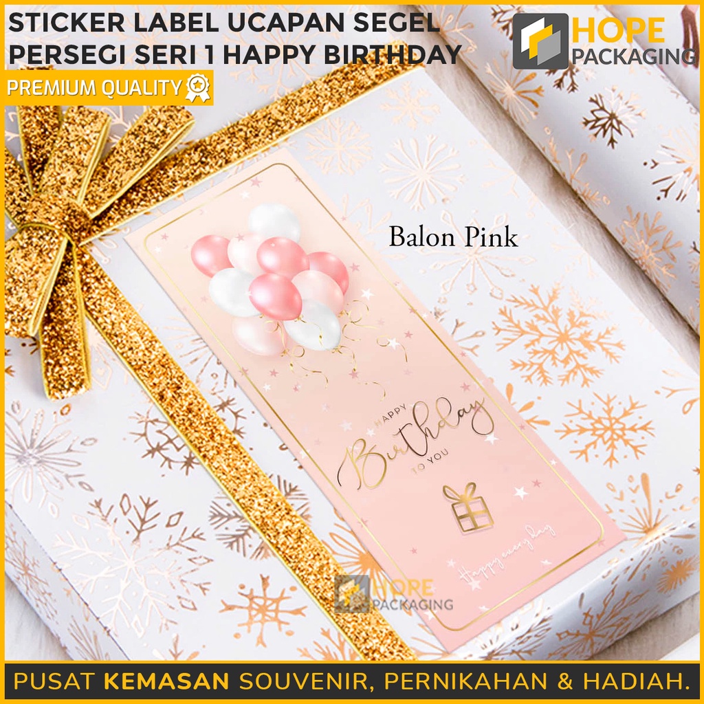 [ 1 pack isi 50 ] Sticker Label Ucapan Tulisan Hapyy birtday Uk. 6x 15 cm stiker kotak lucu packing hampers souvenir makanan