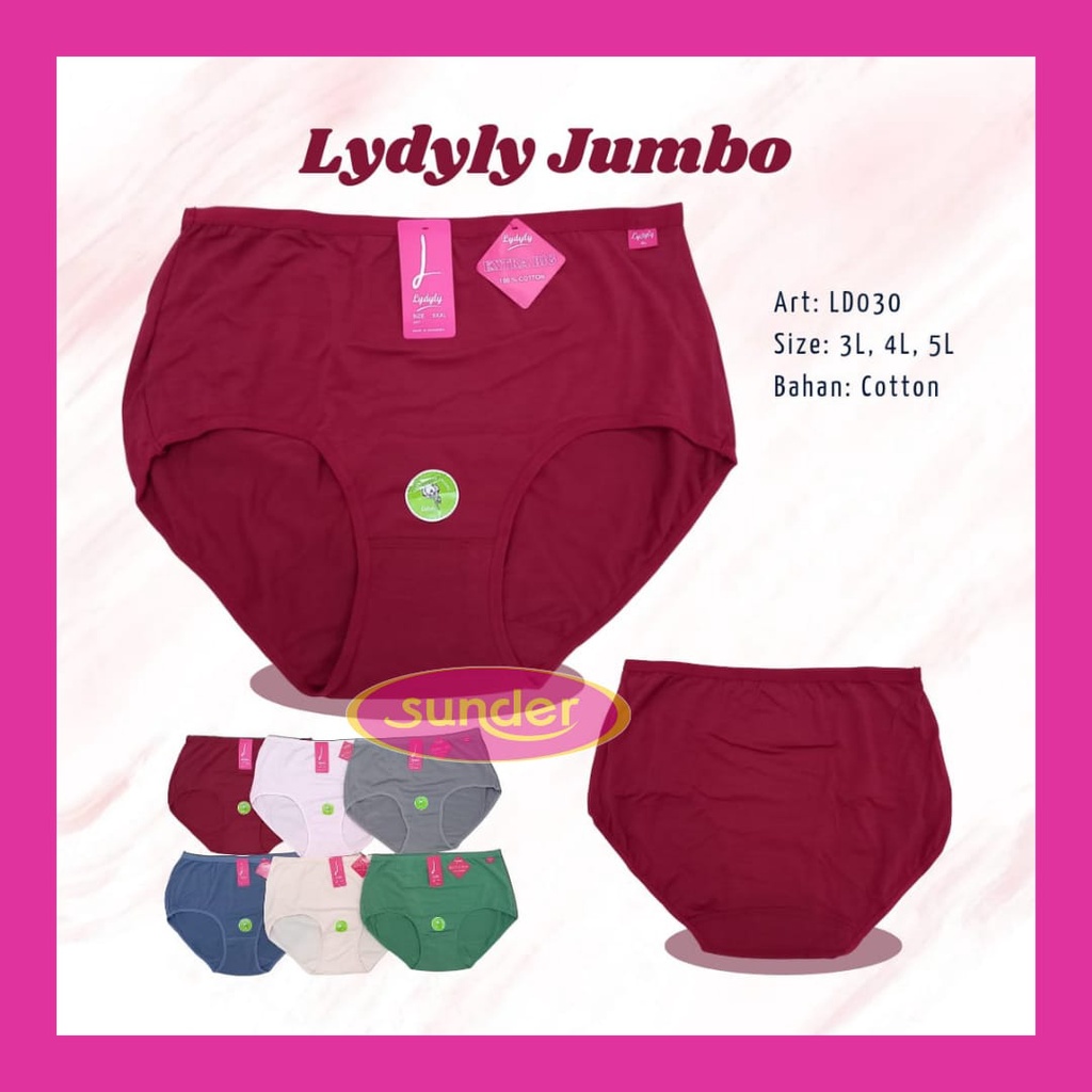 Grosir 6 Celana Dalam Lydyly Jumbo 030 4L 5L XXL XXXL XXXXL CD Lidily Wanita Katun Lusinan Maxi