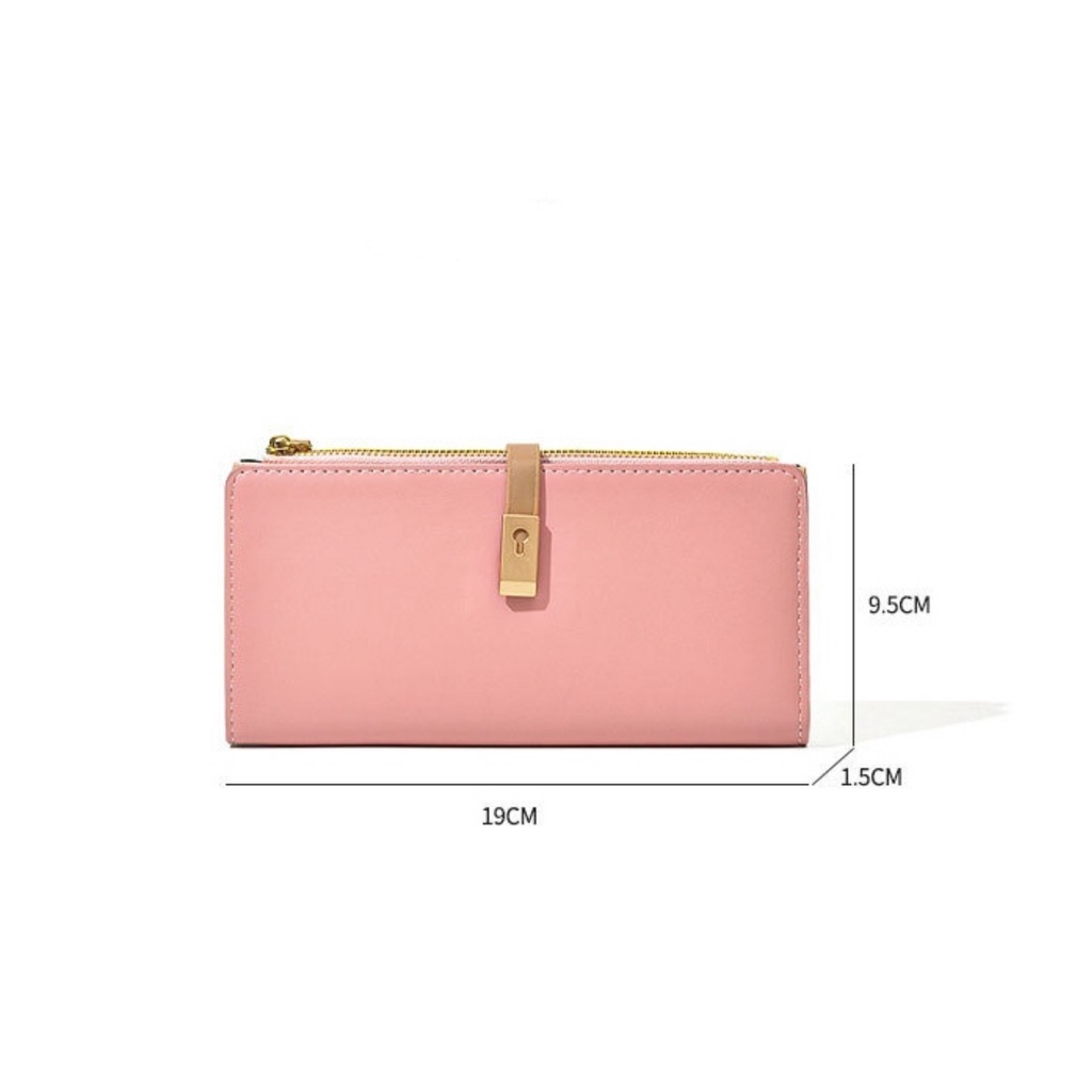 DOMPET PANJANG WANITA LIPAT IMPORT LUCU SIMPLE BRANDED BATAM KULIT PINK DURUMA WA629P3 KOREA PREMIUM SLOT KARTU RESLETING UANG KOIN REMAJA KEKINIAN FASHION CEWEK MURAH