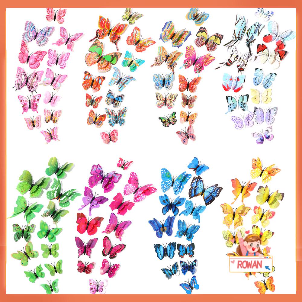 R-flower Butterfly Stiker Dinding Dekorasi Rumah 3D Removable DIY Butterflies