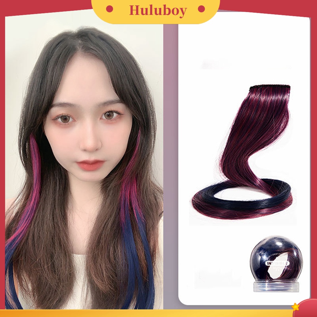 1 Set Rambut Palsu Extensions Highlight Adjustable Warna-Warni Untuk Wanita