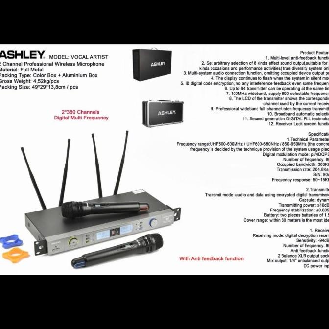 MIC ASHLEY VOCAL ARTIST + KOPER WIRELESS 4 ANTENA ( ORIGINAL)