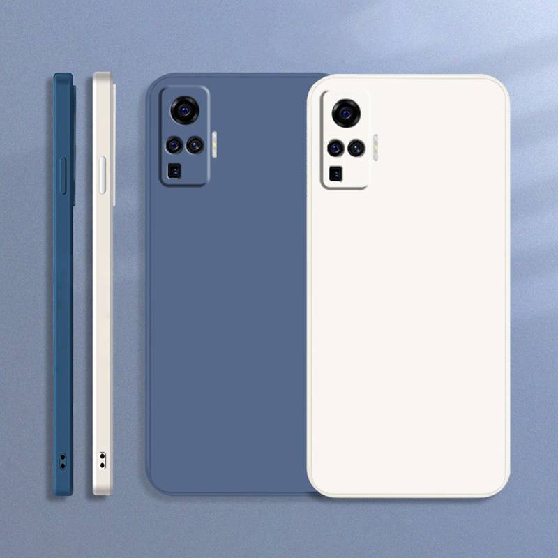 Casing Silikon Lembut Cair Persegi Original Untuk Vivo X50 Pro Plus Lite 5G Mewah Tipis Penutup Belakang