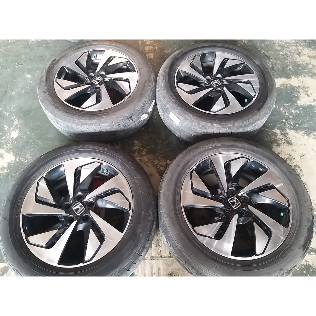 Velg Bekas Original Mobil Oem STD CRV Ring 18 Hole 5X114,3 B/P + Ban DUNLOP (3) 225 65 R18 Untuk Mob