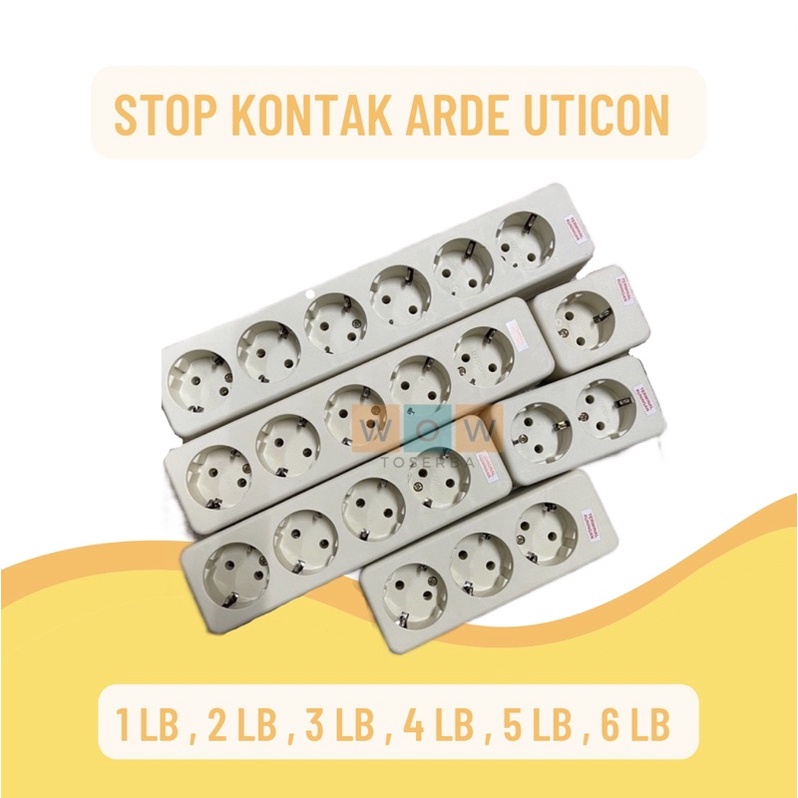 Stop Kontak Arde Uticon 1 2 3 4 5 6 Lubang / Lobang LB / Cok Cabang / Colokan Listrik