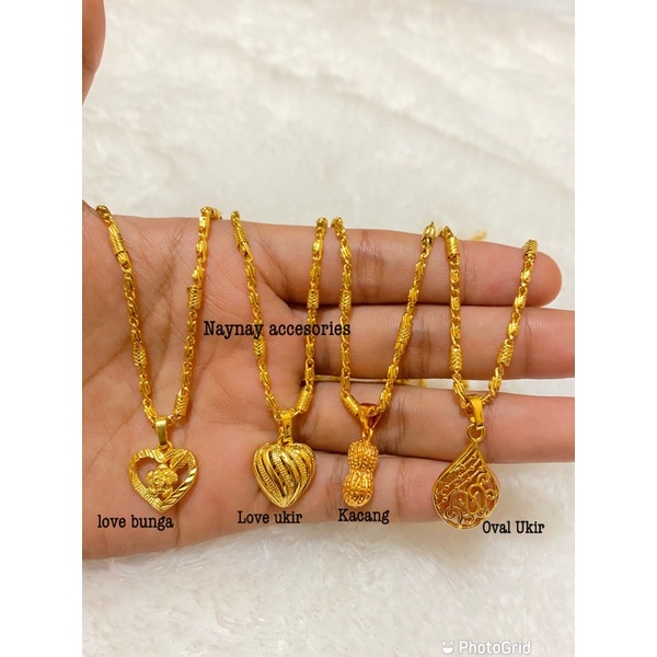 Kalung bambu Lapis emas 24k / Kalung koin warna mirip emas 24k