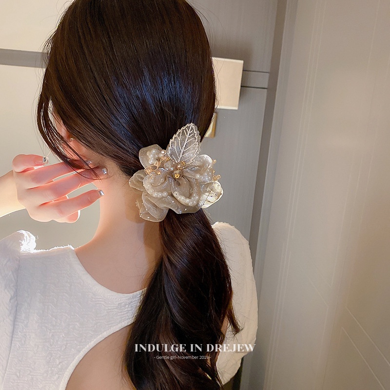 Caliloops Scrunchies Ikat Rambut Dewasa Bunga Besar Korea Tilie