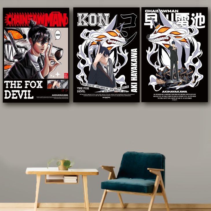 Gilan Poster Kayu Anime Chainsaw Man Aki Hayakawa