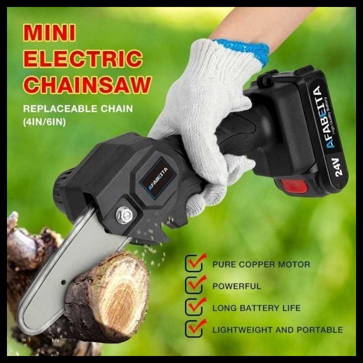 Gergaji Mesin Listrik Kayu Pohon Mini Cordless Chainsaw Baterai Senso