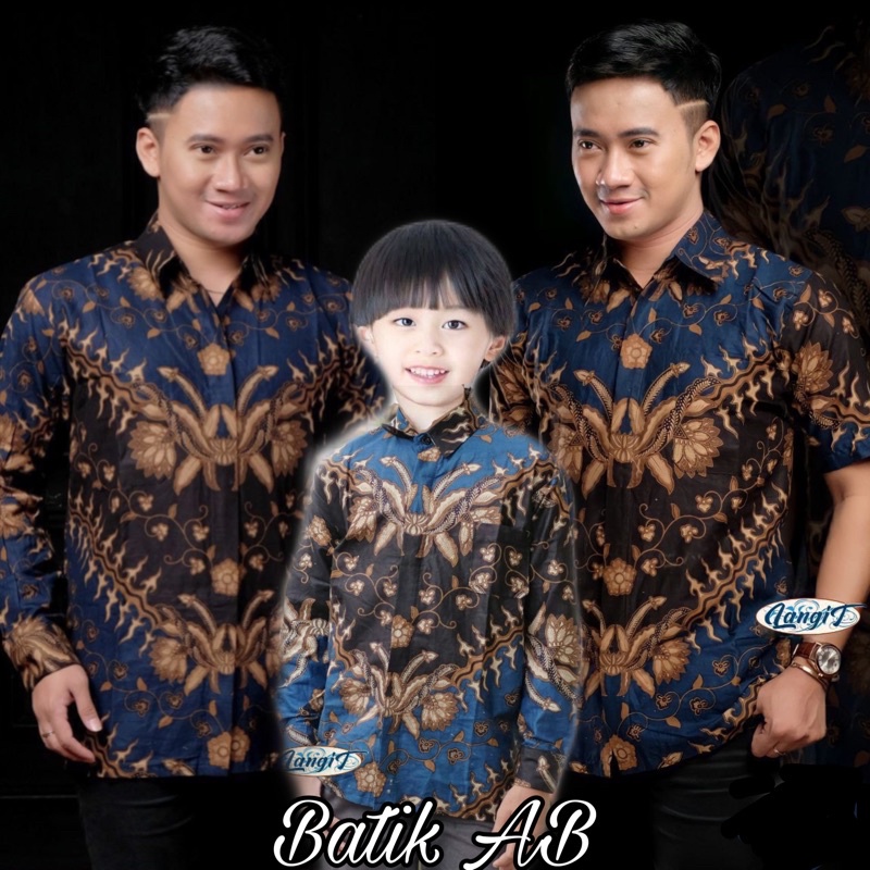 BATIK COUPLE SWEET / BATIK COUPLE AYAH DAN ANAK LAKI LAKI / BATIK PRIA LENGAN PANJANG