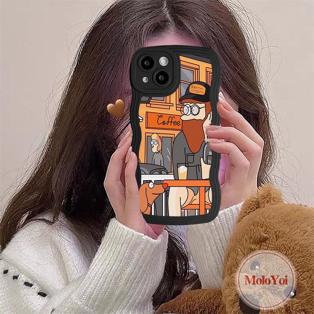 Case Pasangan Cocok Untuk iPhone 7Plus 11 13 12 14 Pro Max 8Plus 6 6s 87 Plus 14Plus XR X XS Max SE 2020 Case Fashion Retro Art Ilustrasi Tepi Bergelombang Lembut TPU Cover