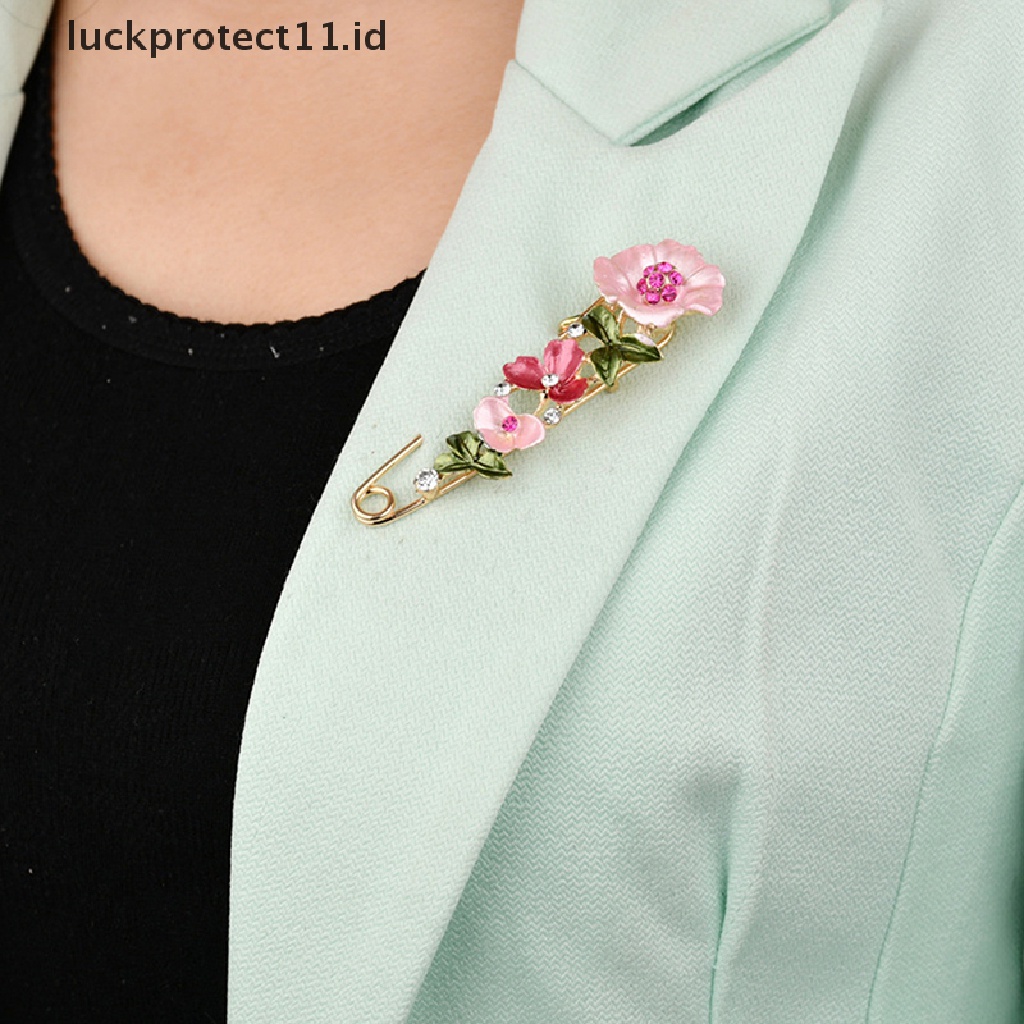 /Fashion Hot// Fashion// Elegan Berlian Imitasi Pin Bunga Enamel Bros Wanita Sederhana Kerah Pin Aksesoris.