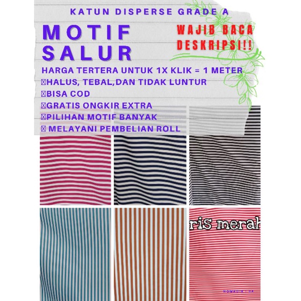 [SALUR, POLKA 1 METER] Salur Hitam Putih Kain sprei katun disperse polimikro grade A meteran salur dan polkadot