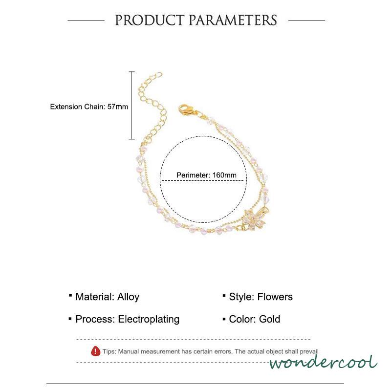 Gelang Bunga Zirkon Mutiara Lapis Ganda Desain Niche Wanita Gelang Pacar Kelas Atas-Won