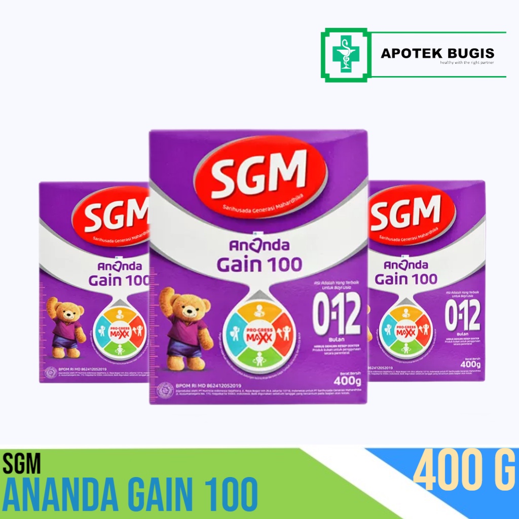 SGM Ananda Gain 100 Untuk Usia 0-12 Bulan Susu Bubuk 400 g Pertumbuhan Sikecil