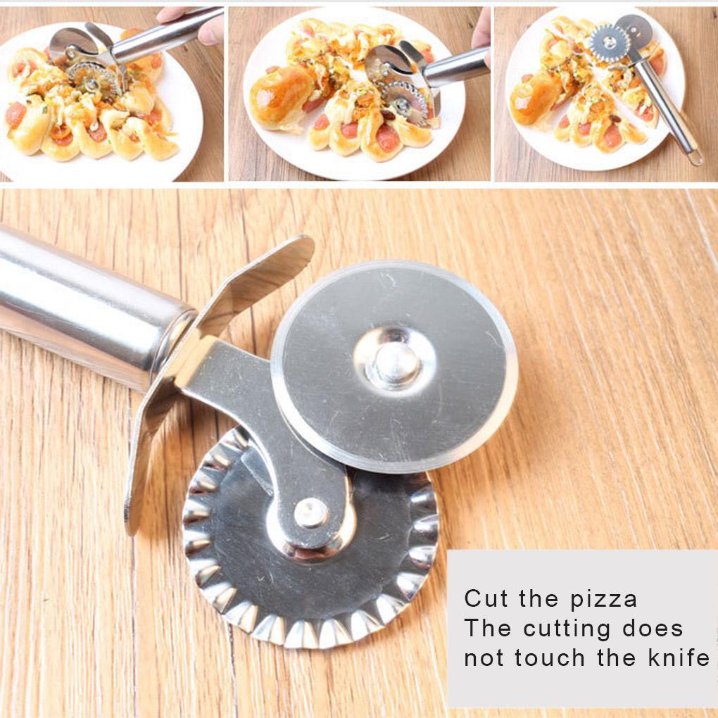 2-in-1 Dual Wheel Pastry Slicer Stainless Alat Membuat Pancake Mie Pengiris Dan Pie