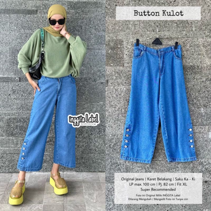 BUTTON KULOT BY INGGITA LABEL / CELANA KULOT JEANS WANITA / Celana jeans muslimah premium 2023