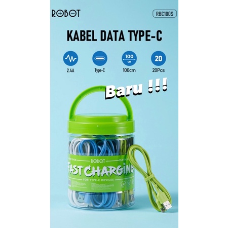 BC - NEW! KABEL DATA ROBOT RBC100S TYPE TIPE C TOPLES ISI 20pcs ORIGINAL ROBOT