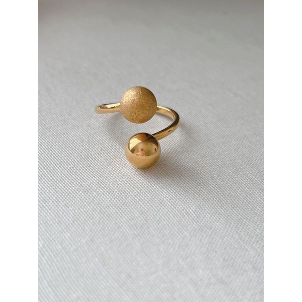 Cincin Fashion Titanium Korea Model Bola Rosegold Anti Karat CS143