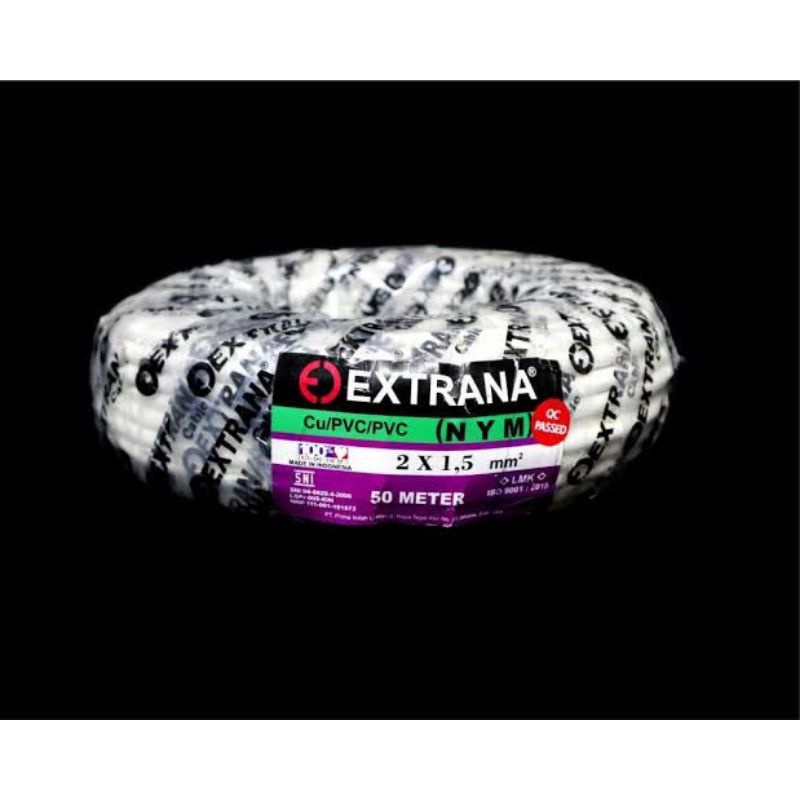 kabel listrik isi 2x1,5 mm /2*1,5 / 2 x 1,5 nym EXTRANA SNI LMK tembaga  50m