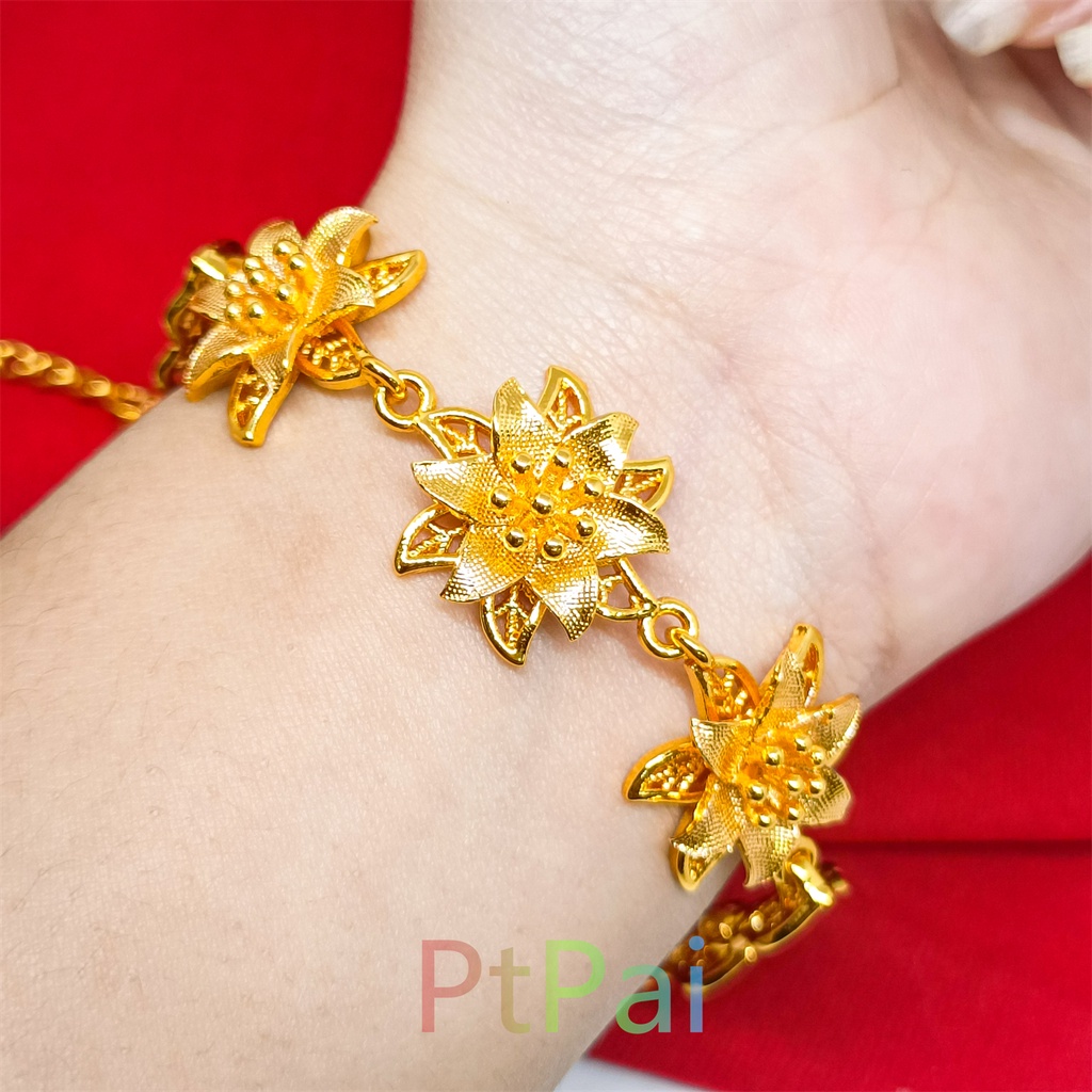 Bracelet Gelang Kendari Wanita Motif Bunga Perhiasan Dubai Lapis Emas 24K Gold Fashion Xuping Bangle