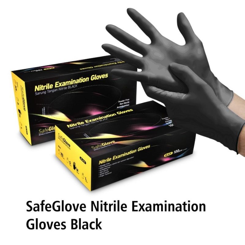 Safegove nitrile gloves black / Sarung Tangan hitam