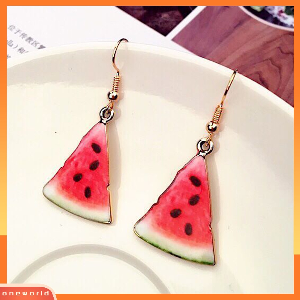 [WONE] Semangka Strawberry Orange Lucu Buah Liontin Wanita Kait Anting Perhiasan